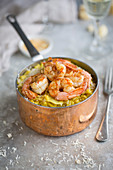 Risotto Milanese with prawns