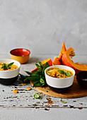 Pumpkin soup in a bowl