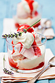 Eton Mess with berry sauce and meringues