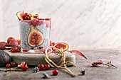 Chia smoothie, with fresh figs and coconut milk