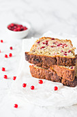 Slices of a redcurrant pound cake