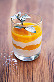 A layered dessert with mango and buttermilk