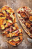 Pizzas with two toppings (radicchio and artichokes)