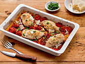 Baked Chicken With Crispy Parmesan and Tomatoes