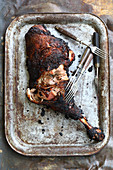 Asian style grilled turkey leg