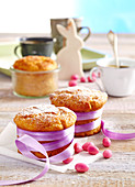 Mini quark and banana muffins baked in jars for Easter