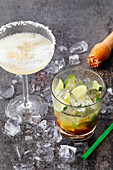 Caipirinha and Margarita cocktails