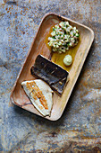 Grilled char with apple tartare and wasabi
