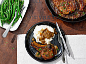 Smothered Bone-In Pork Chops with String Beans