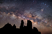 Milky Way over silhouetted rocks