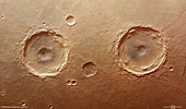 Twin craters, Mars, satellite image