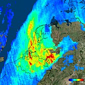 Nitrogen dioxide over the Netherlands, 2017 satellite image