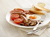 Full English breakfast served on a plate