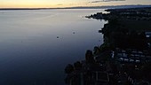 Aerial over Lake Constance at sunrise