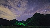 Mount Jinfo in China and Milky Way, time-lapse footage