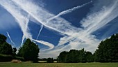Timelapse of contrails in summer over Berkshire