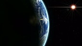 Asteroid impacting Earth, animation