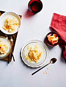 Orange Blossom milk puddings with mandarin