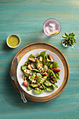 Baby pinach and grilled avocado salad with mint vinaigrette