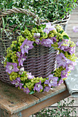 Wreath of delphinium and lady's mantle