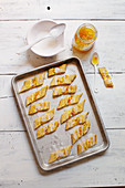 Nordic orange gingerbread on a baking tray
