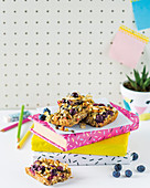 Blueberry, lime and coconut bars
