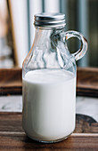 A glass bottle of milk