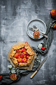Blood orange and strawberry galette