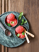 Watermelon and basil sorbet