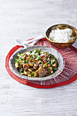 Vietnamese pork curry with coriander and peanuts