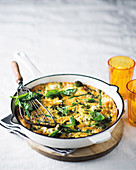 Frittata with spinach and peas