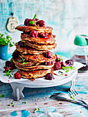 Apple Pie Pancakes with Blackberry Compote
