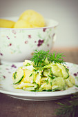 Potato and cucumber salad with dill