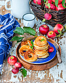 Apple rings fried in pancake batter