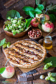 Apple and hazelnut pie with honey