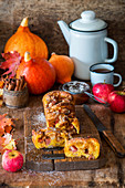 Sweet yeast bread with apple and pumpkin