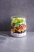 Mixed Mexican salad in a glass