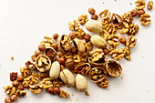 Group of various nuts with nutshells