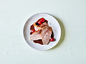 Roast veal in a port wine and cherry sauce (slow cooking)