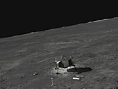Apollo 11 Moon landing site and descent stage, illustration