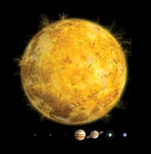 Sun and its planets, illustration