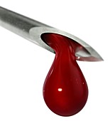 Blood droplet from syringe, illustration