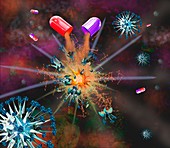 Medication used to combat virus, illustration