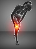 Woman with knee pain, illustration