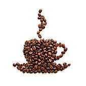 Coffee beans in cup shape