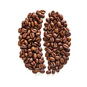 Coffee beans in coffee bean shape