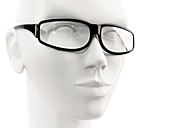 Model head with glasses, illustration
