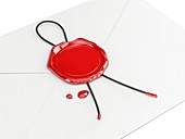 Wax seal on envelope, illustration