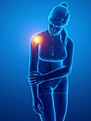 Woman with shoulder pain, illustration