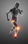 Man with knee pain, illustration